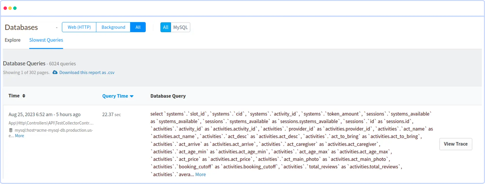 Atatus MySQL Slow Queries