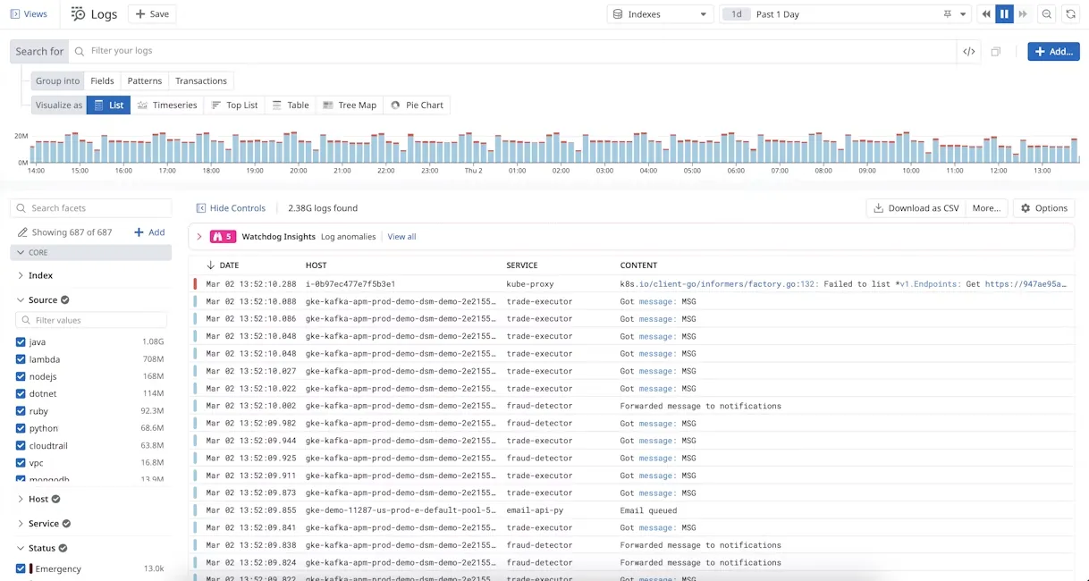 Datadog - Log Explorer Page