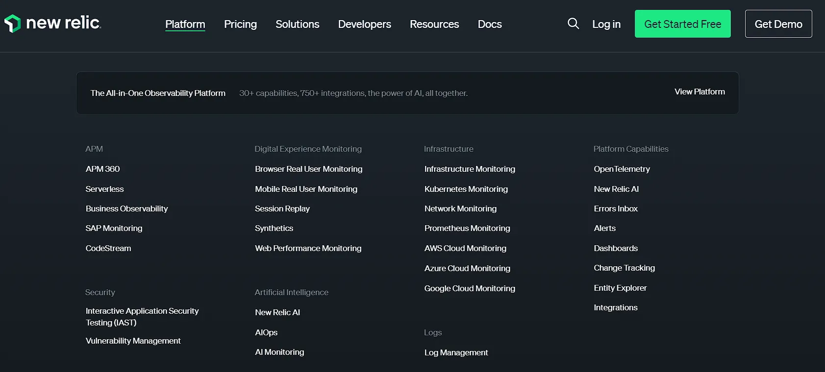 New Relic platform