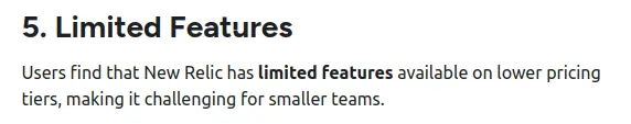 New Relic - limited features